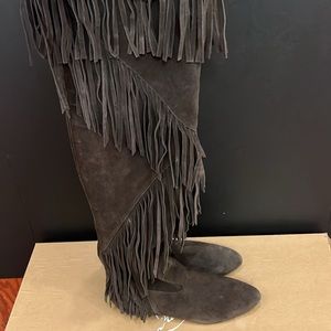 NWT Sam Edelman suede fringe, knee-high boots size 8M